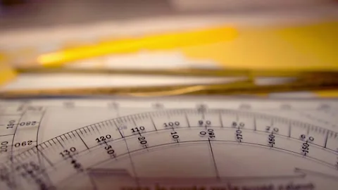 Plotting position on navigational chart at sea. Marine Map and ruler Stock Footage 136235471