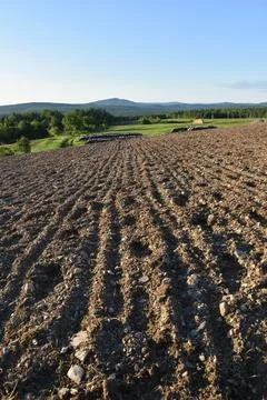 A ploughed field in spring Stock Photos