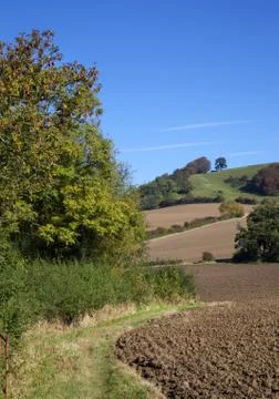Ploughed fields, england Stock Photos
