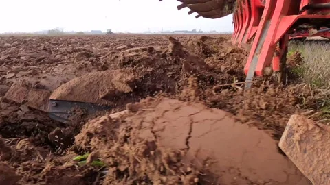 Ploughing Wheat Stubble UK Stock Footage 142808854