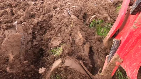 Ploughing Wheat Stubble UK Stock Footage 142808861