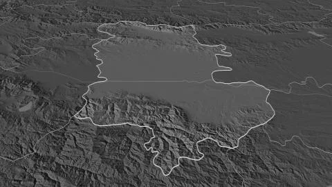 Plovdiv, Bulgaria. Bilevel elevation map with surface waters Stock Illustration