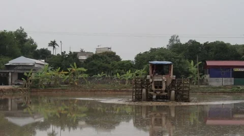 Plow paddy fields Stock Footage 47455471