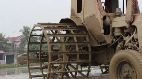 Plow paddy fields Stock Footage 47455475