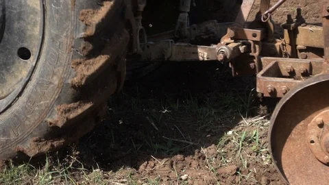 The plow plows the ground. Slow motion Stock Footage 108061537