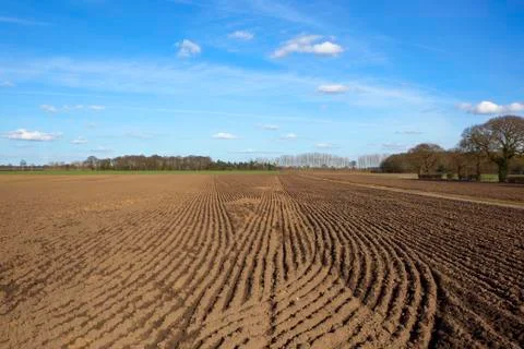 Plow soil patterns in springtime Stock Photos
