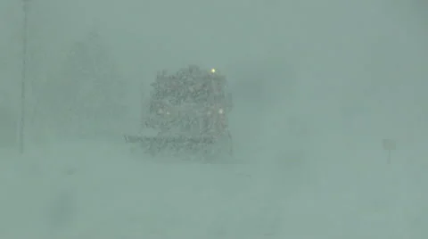 Plow in Whiteout Stock Footage 54756106