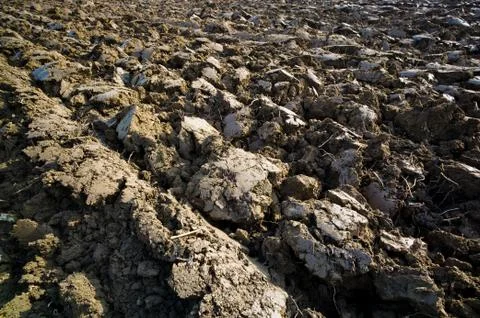 Plowed field of a farmer Stock Photos