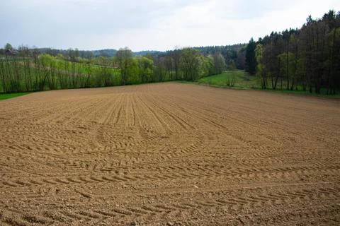 Plowed field in spring Stock Photos