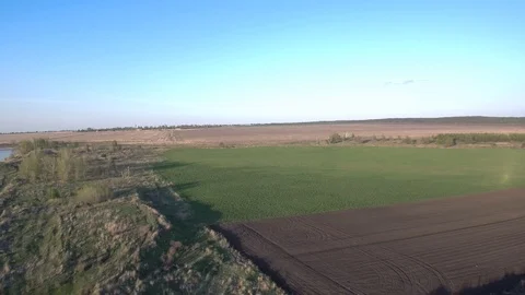 Plowed field top view. Stock Footage 92378224