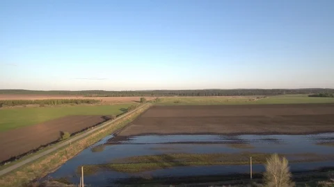 Plowed field top view. Stock Footage 92378225