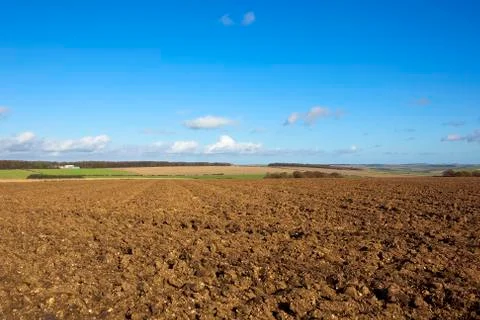 Plowed fields in autumn Stock Photos