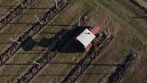 Plowing harrowing between rows of vineyard Stock-Footage 151553667