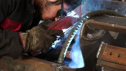 Plowing machine (Welding &amp; Cut) 4 Shots Stock Footage 146924343