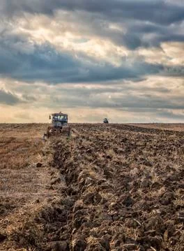 Plowing the soil Stock Photos