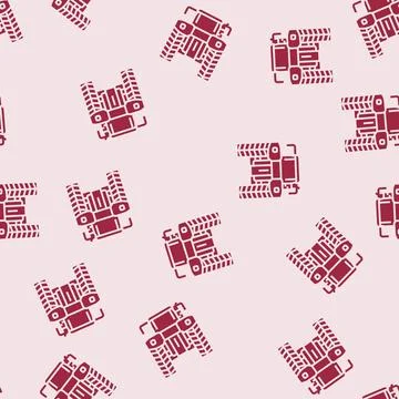 Plowing tractor back glyph seamless pattern Illustrazione stock