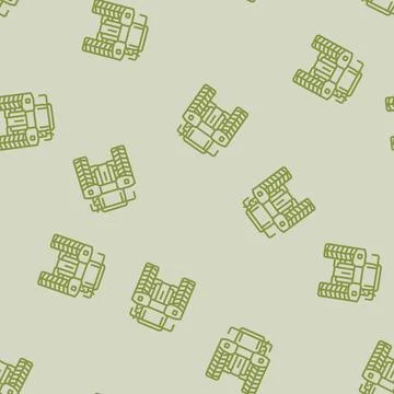 Plowing tractor back line seamless pattern Stock Illustration