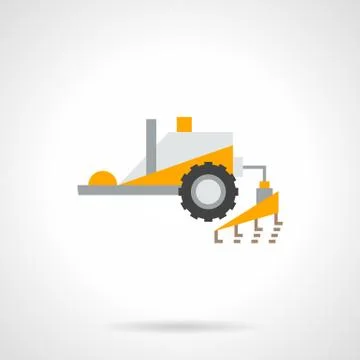 Plowing tractor flat color vector icon Stock Illustration
