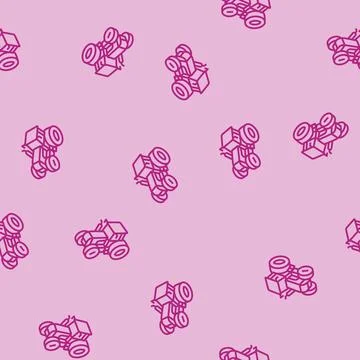 Plowing tractor line seamless pattern Stock Illustration