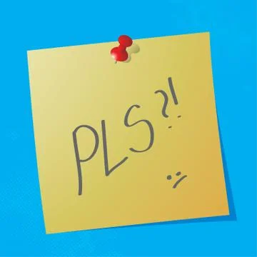 "pls" handwritten acronym message on sticky paper, eps10 vector illustration Stock Illustration