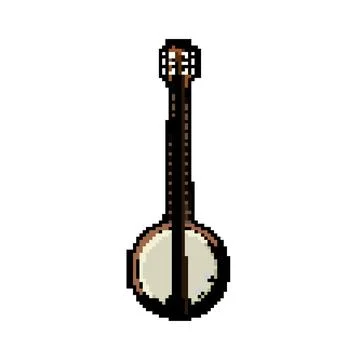Plucking banjo pixel art vector illustration 스톡 일러스트