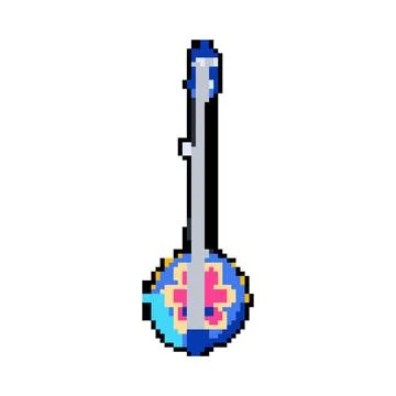 Plucking banjo pixel art vector illustration Illustrazione stock