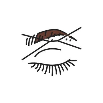 Plucking eyebrows with a thread color line icon. Pictogram for web page, mobi Stock Illustration