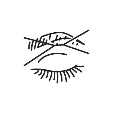 Plucking eyebrows with a thread color line icon. Pictogram for web page, mobi Stock Illustration
