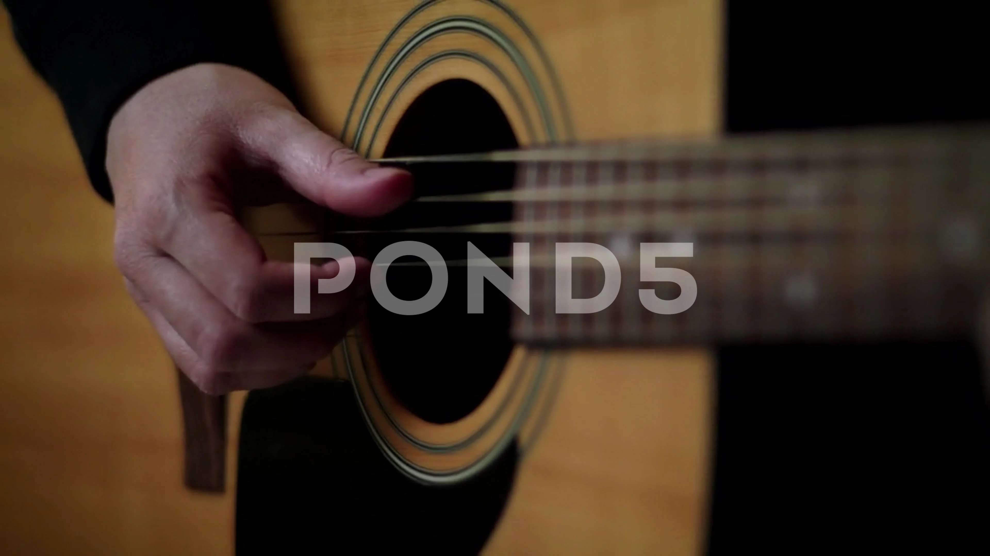 Plucking strings on an acoustic guitar