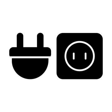Plug and Electrical Socket Icon in Minimalist Style Illustration Design Illustrazione stock