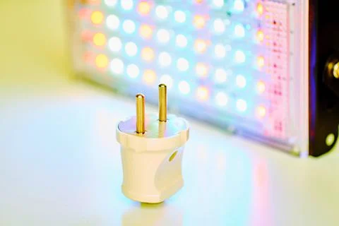 Plug and electrical wire with flashlight. electrical connection Stock Photos