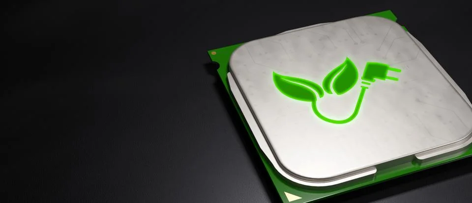 Plug and leaf eco concept technology banner background 3d render 库存插图