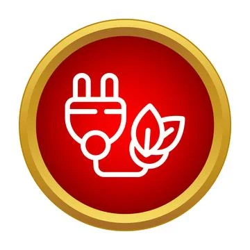 Plug and leaves icon representing green energy concept Stock Illustration