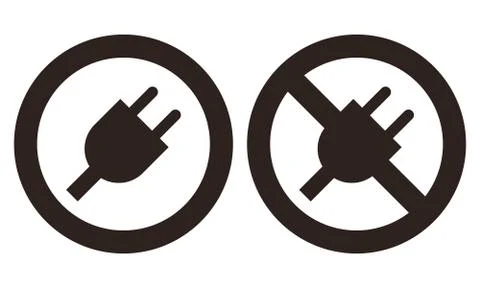 Plug and no plug symbol Illustrazione stock