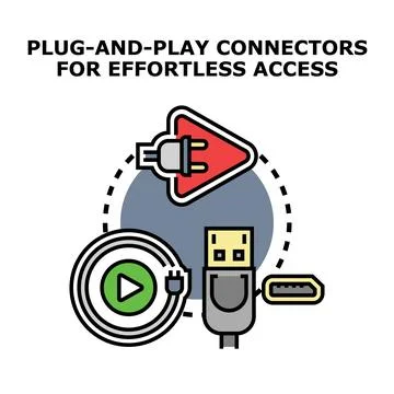 Plug and play connectors for effortless device access Illustrazione stock