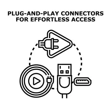 Plug and play connectors for effortless device access Illustrazione stock
