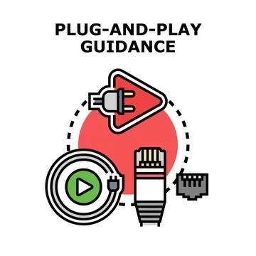 Plug and play guidance with network connectivity concept Stock Illustration