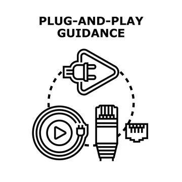 Plug and play guidance with network connectivity concept Stock Illustration