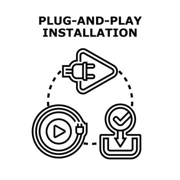 Plug and play installation concept icon set Stockillustratie