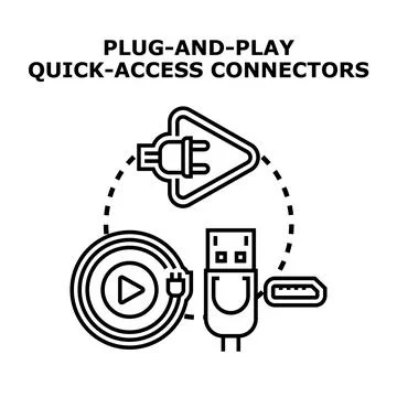 Plug and play quick access data connectors Stock Illustration
