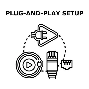 Plug and play setup for easy technology installation Stock Illustration
