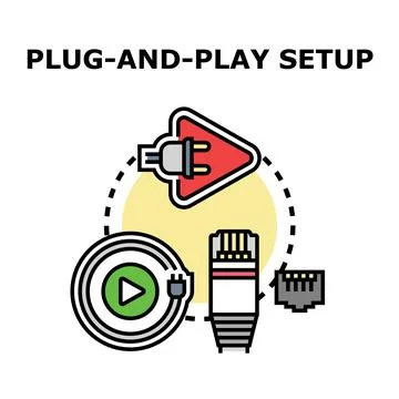 Plug and play setup for easy technology installation Stock Illustration
