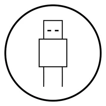 Plug and play USB connection round icon vector graphics design. 스톡 일러스트