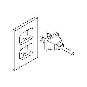 Plug and socket isolated. Electrical appliances connected to network Stock Illustration