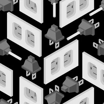 Plug and socket pattern seamless. Electrical appliances connected to networ.. 스톡 일러스트
