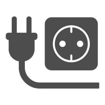 Plug and socket solid icon, technology concept, electricity sign on white 스톡 일러스트