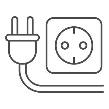 Plug and socket thin line icon, technology concept, electricity sign on white Stockillustratie