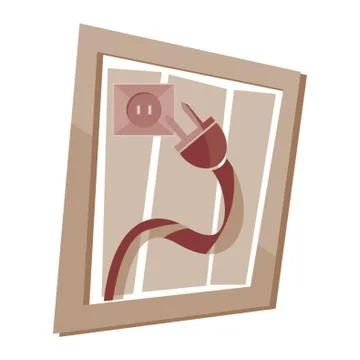 Plug And Socket Wall Frame Illustrazione stock