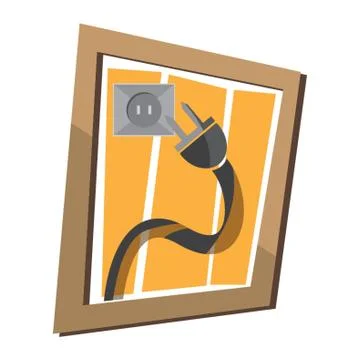 Plug And Socket Wall Frame Illustrazione stock
