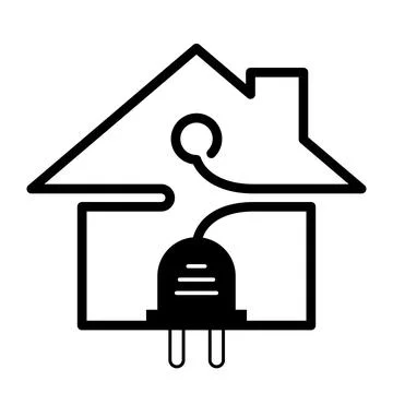 Plug and wire in shape of house symbol Stock Illustration